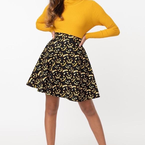Modcloth Dresses & Skirts - Unique Vintage - Halloween Jack o Lantern skirt